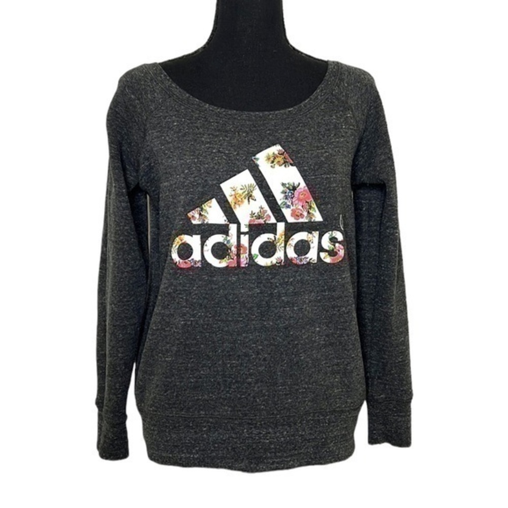 Adidas Women’s Floral Logo Sweatshirt Gray Size Small